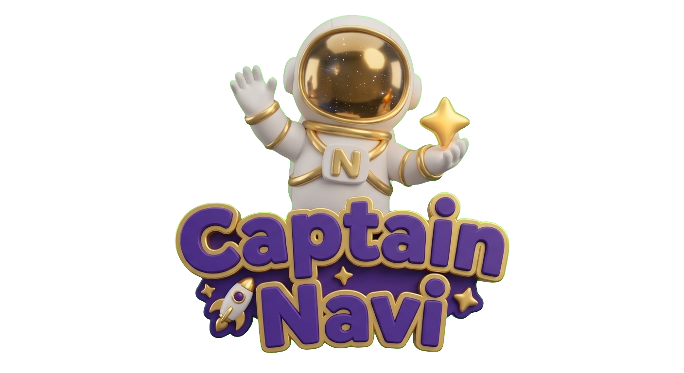 Captain Navi logo met astronaut mascotte